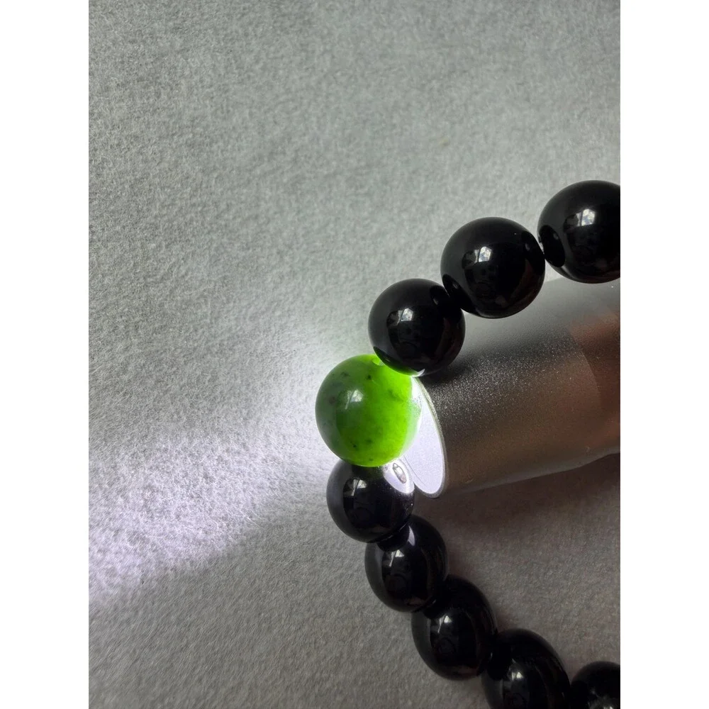 Black Obsidian Bracelet W Natural Jade Bead Protection Bracelet Grounding Stone